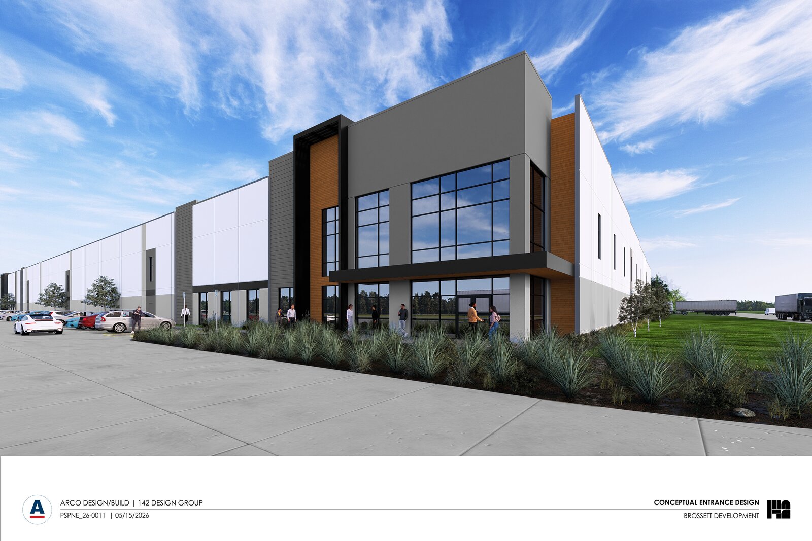 Rendering of a Rivermark Crossing spec industrial building at Fremaux Park, Slidell, Louisiana